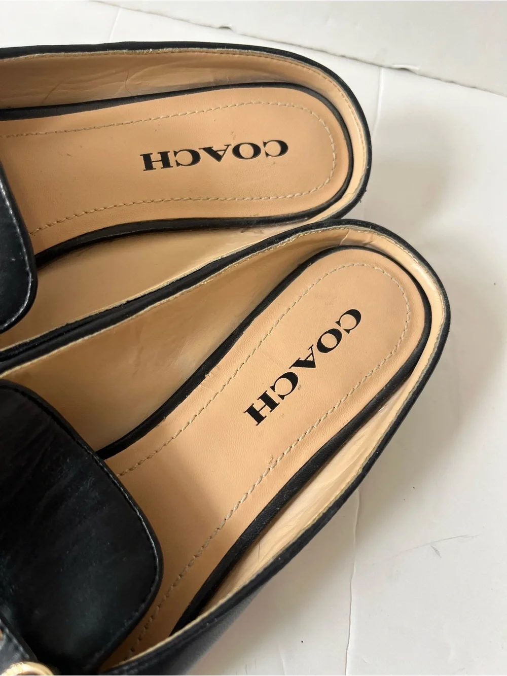 Coach Irene Black Leather point-toe Slip-On Mule Loafers size 9B